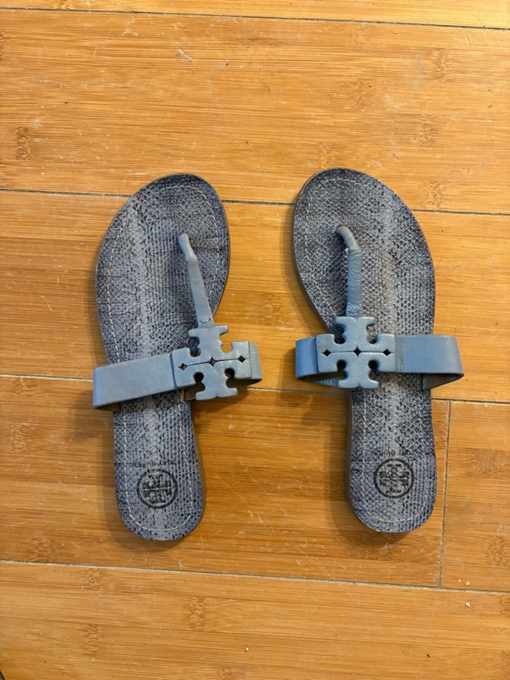 Tory Burch Blue Logo Thong Sandals